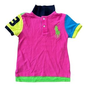 Polo by Ralph Lauren Kids' Multicolor Neon Bright Polo Shirt size 4/4T